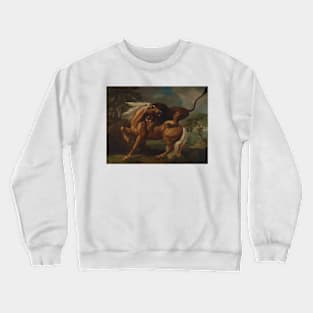 A Lion Attacking a Horse by George Stubbs Crewneck Sweatshirt